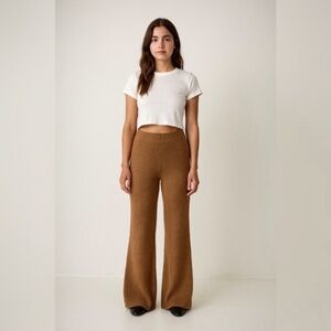 Elegant Brown Flare Knit Pants